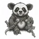 Voodoo panda bear with pistol tattoo design idea