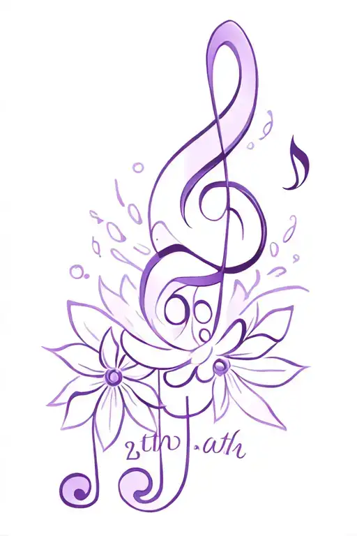 i want a tattoo to honor my mom that likes the color purple, she s born on 26th of january 1971, doctor, loves music tattoo design idea