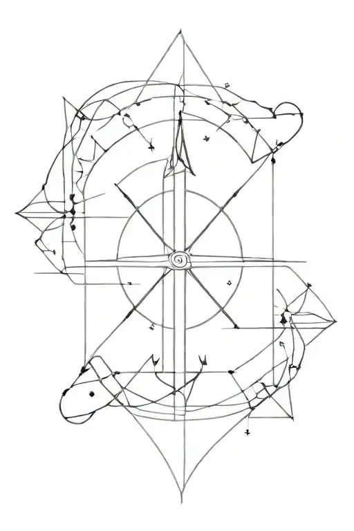 geometric tattoo with compass and arrows tattoo design idea