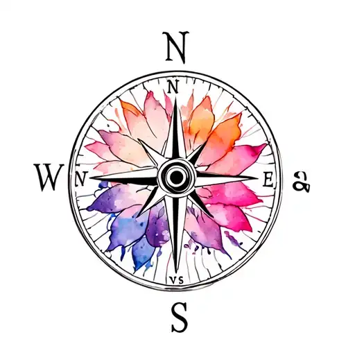 compass, flower, family tattoo design idea