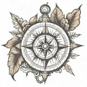 compass with family and heart  tattoo design idea