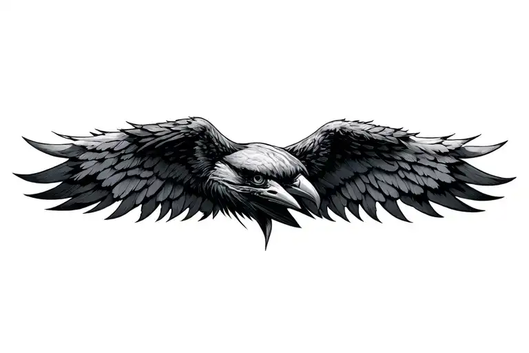 Raven wings wrapped tattoo design idea