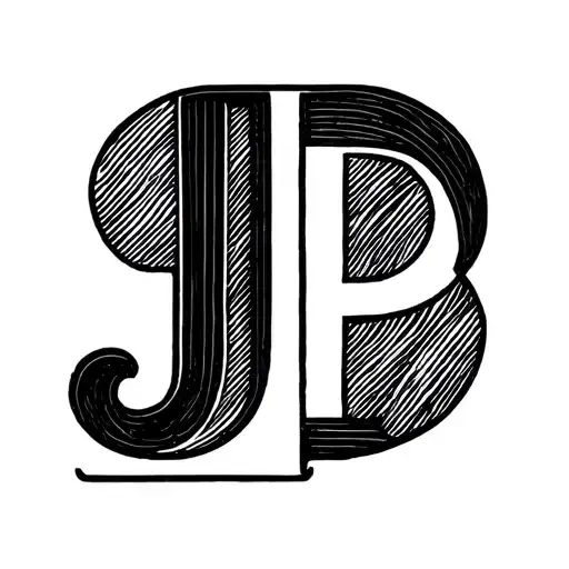 Make a black and white monogram of the letters J en P, in Bauhaus style, intented to be tattooed on someone's wrist tattoo design idea