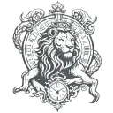 lion, Taurus, clock, ship Anchor   tattoo design idea