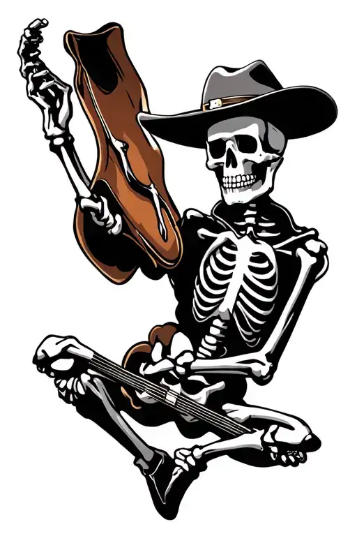 Dancing Skeleton with a Cowboy hat on. tattoo design idea