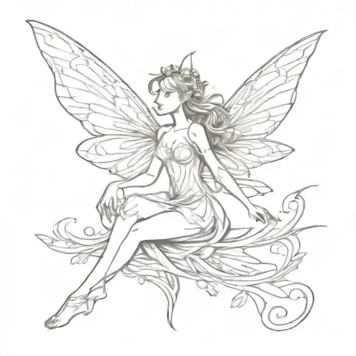 fairy flying from the side view tattoo design idea