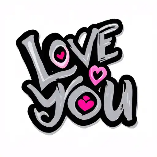 "I love you" pink tattoo design idea