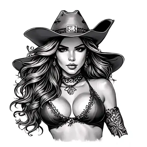 slutty cowgirl tattoo arm sleeve tattoo design idea