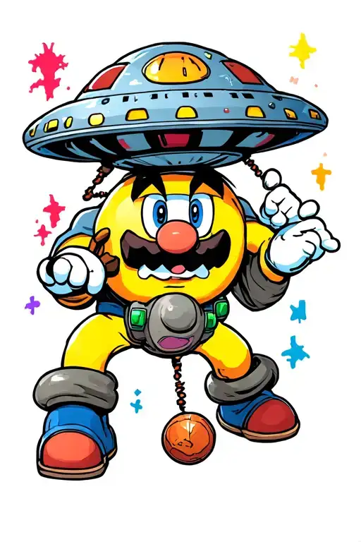 ufo abducting boo from super mario bros 64 characters tattoo design idea