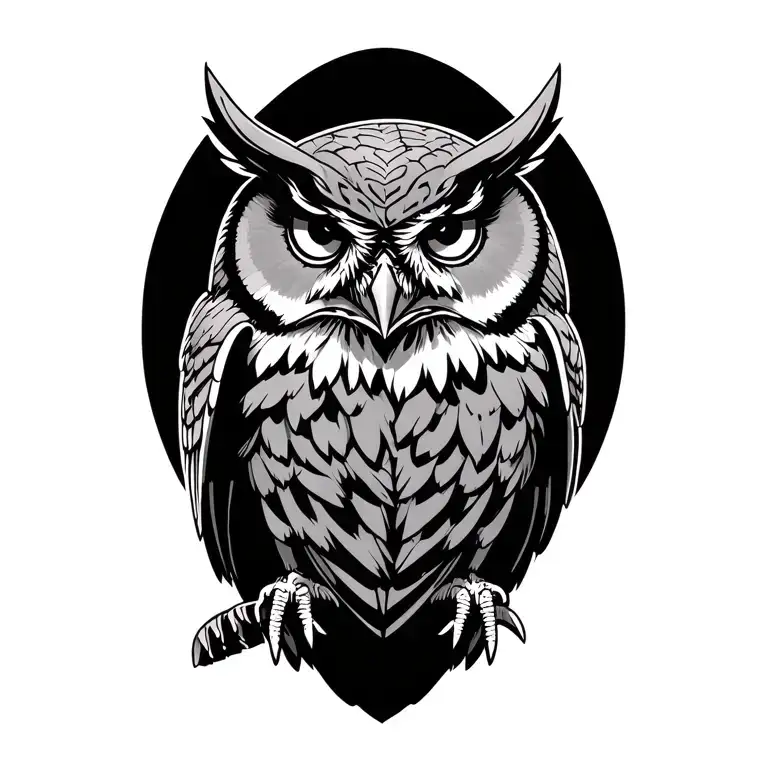 Viking Owl perched tattoo design idea