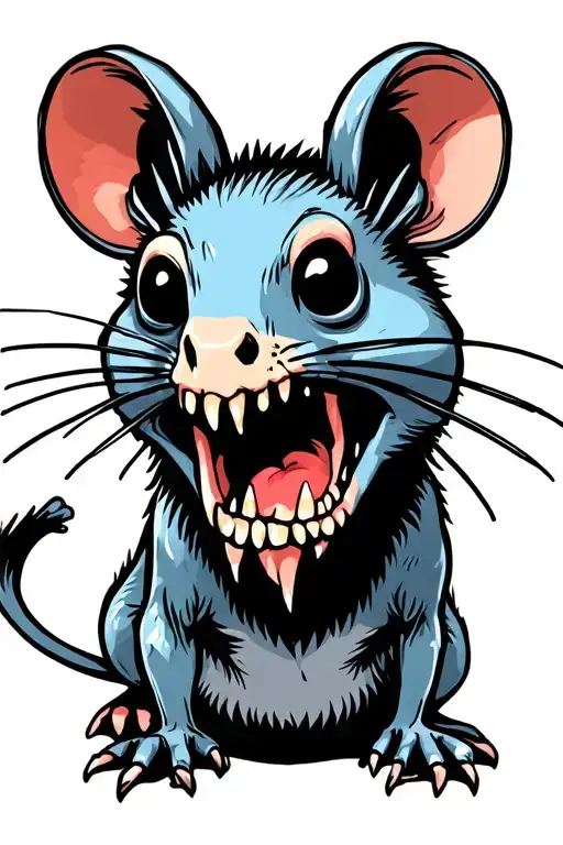 Cartoon Style Dead Rat with bright colors tattoo design idea
