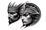 enki and enlil with all seeing eye in between them  tattoo design idea