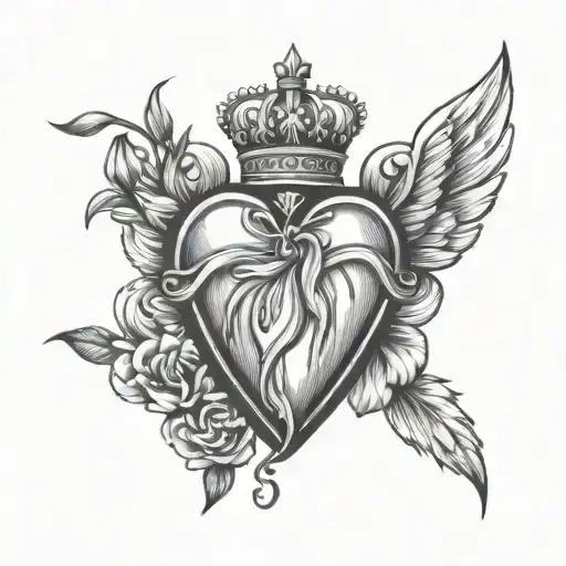 sacred heart with Clarissa writing tattoo design idea