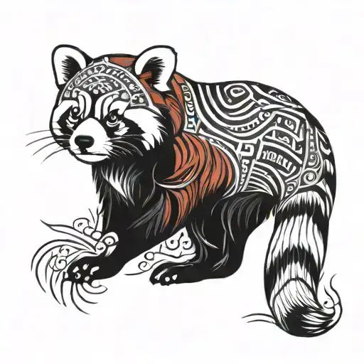 red panda tribal tattoo design idea