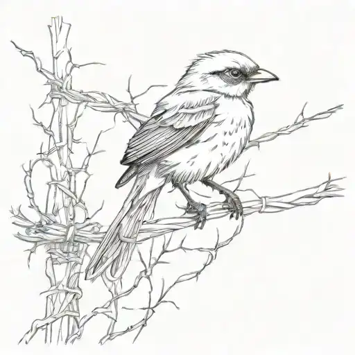 shrike on barbed wire  tattoo design idea