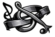 wrist wedding band with ancor and music note intertwined tattoo design idea