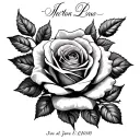Red roses names and dates incorporated inner fore arm tattoo tattoo design idea