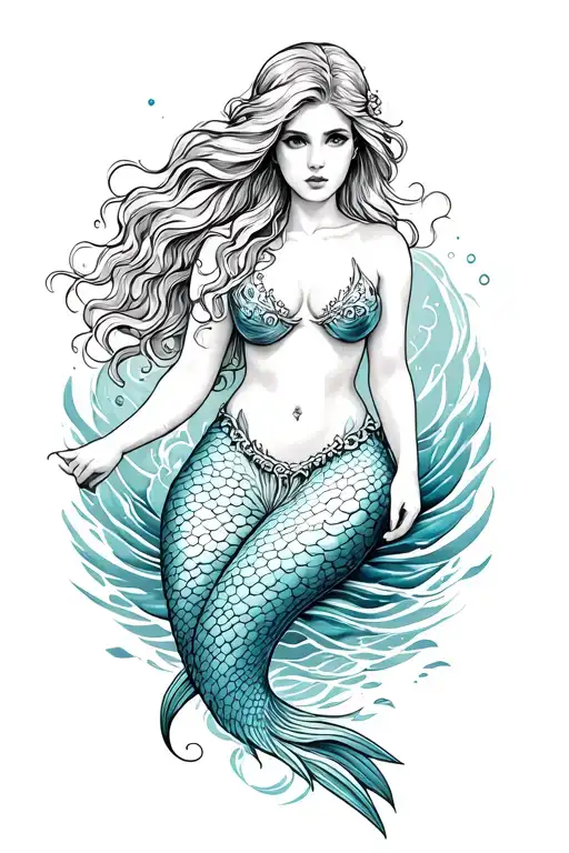 create a mermaid tattoo with my detailed physiognomy tattoo design idea
