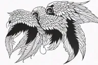 broken angel wing made from dog tags as the feathers tattoo design idea