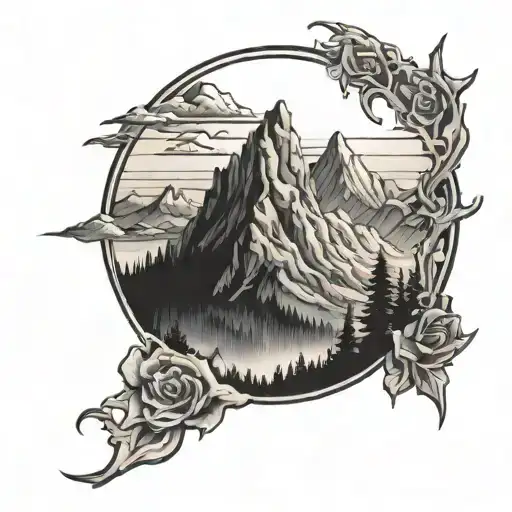frozen mountains backround ghostemane tattoo design idea