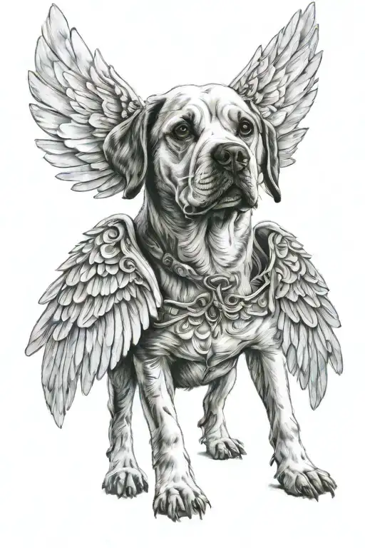 ghost dog with angel wings tattoo design idea
