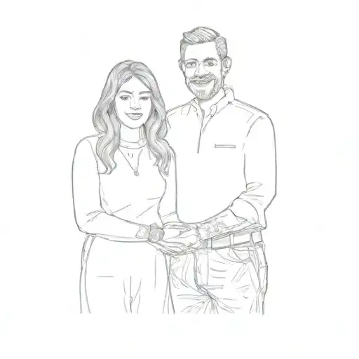 a man and woman posing for a picture tattoo design idea