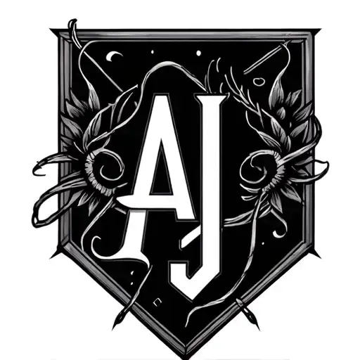 Bob wire with the initials AJ tattoo design idea