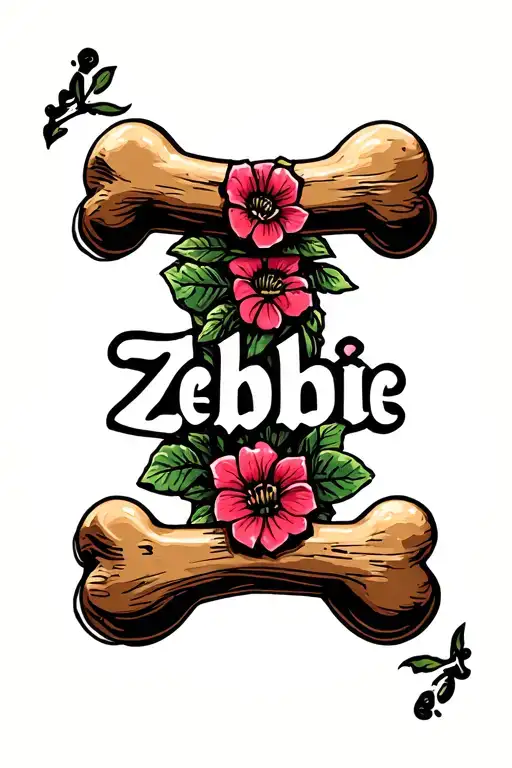 "Zebbie" Dog Bone tattoo design idea