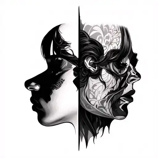 Split Personality tattoo design idea