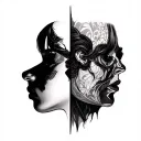 Split Personality tattoo design idea