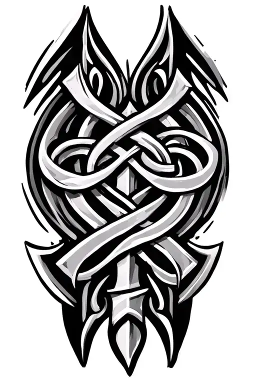 Celtic Arrow made with lines tattoo design idea