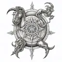 Sagittarius Aries scorpio pisces zodiac sign. Combined tattoo design idea