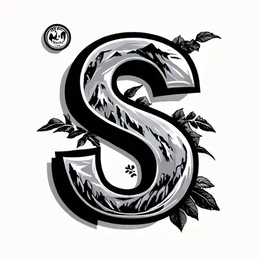 table mountain outline and the letter S next to it tattoo design idea