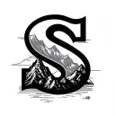 table mountain outline and the letter S next to it tattoo design idea