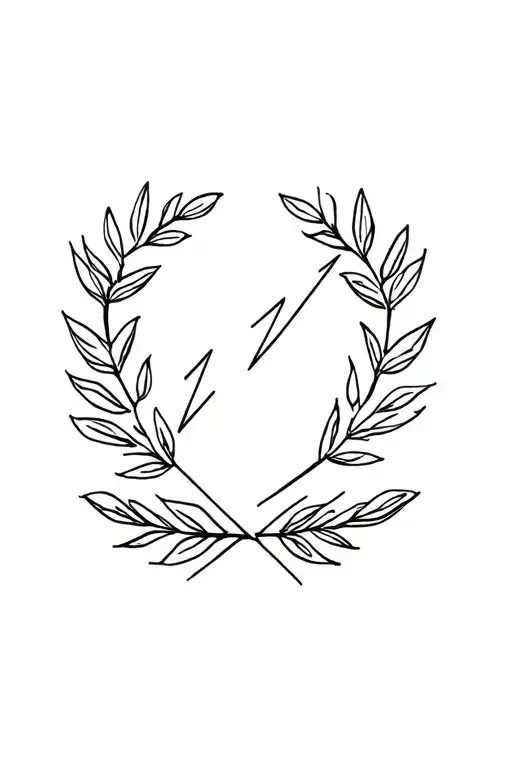 laurel leaf wreath and lightning bolt tattoo design idea