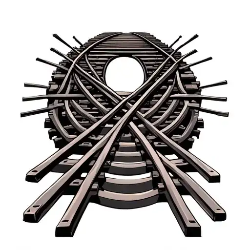 multiple sets of train tracks tangled tattoo design idea