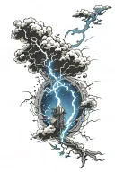 thunder storm tattoo design idea