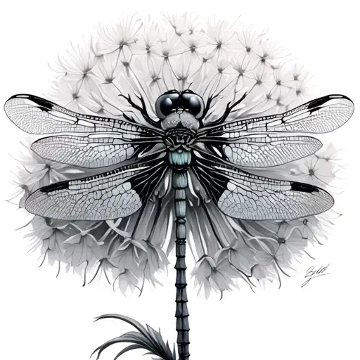 Dragonfly Dandelion tattoo design idea
