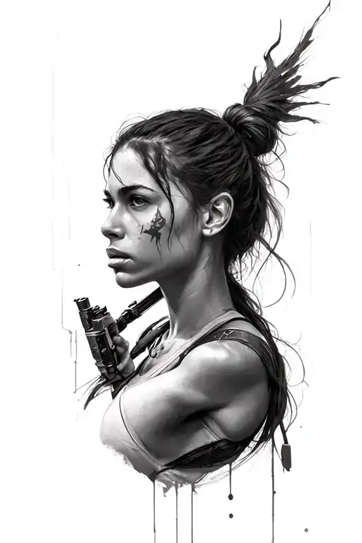 Lara Croft Blowjob tattoo design idea