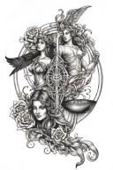 zodiac signs Libra and Virgo tattoo design idea