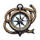 anchor rope boat compass shark tattoo design idea