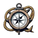 anchor rope boat compass shark tattoo design idea