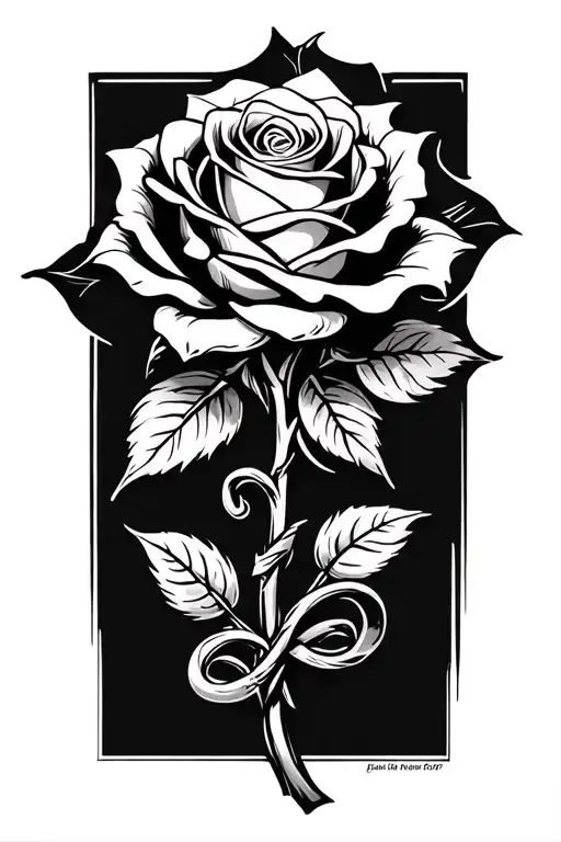 long stem rose with twisted Celtic knot stem tattoo design idea
