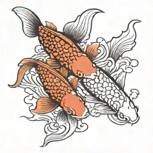 Two Koi fish swimming tattoo design idea