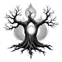tree of Gondor with elvish writing poetry and Elden ring essence tattoo design idea