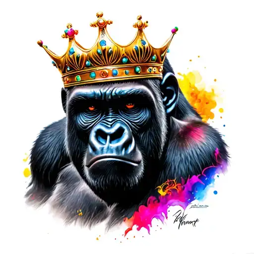 Gorilla With Crown tattoo design idea