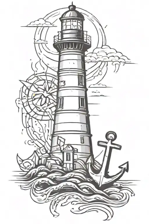 Lighthouse and Anchor tattoo design idea