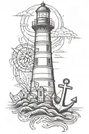 Lighthouse and Anchor tattoo design idea