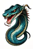any japanese snake mostly the head profile holding tattoo design idea