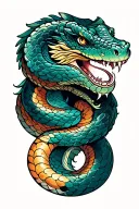 any japanese snake mostly the head profile holding tattoo design idea